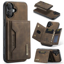 DG.MING M2 Series 3-Fold Card Bag Wallet Leather Phone Case, For iPhone 16, For iPhone 15 Pro Max, For iPhone 15 Pro, For iPhone 15 Plus