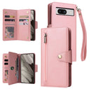 Rivet Buckle 9 Cards Three Fold Leather Phone Case, For Google Pixel 8