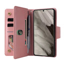 Rivet Buckle 9 Cards Three Fold Leather Phone Case, For Google Pixel 8