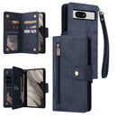 Rivet Buckle 9 Cards Three Fold Leather Phone Case, For Google Pixel 8