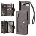 Rivet Buckle 9 Cards Three Fold Leather Phone Case, For Google Pixel 8