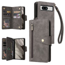 Rivet Buckle 9 Cards Three Fold Leather Phone Case, For Google Pixel 8