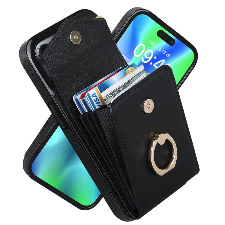 For iPhone 15 Plus Ring Holder RFID Card Slot Phone Case