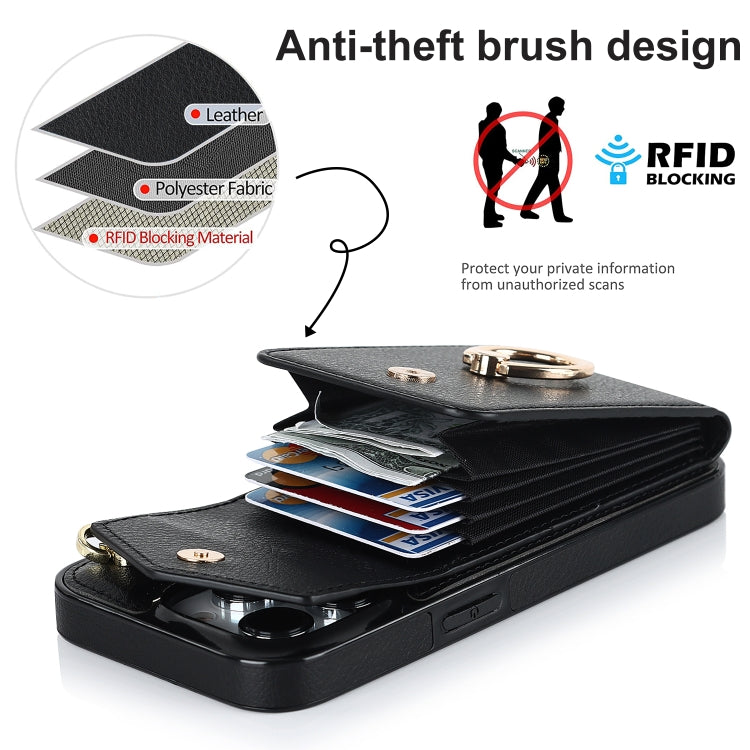 For iPhone 15 Plus Ring Holder RFID Card Slot Phone Case