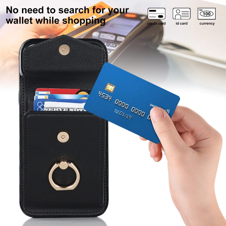 For iPhone 15 Plus Ring Holder RFID Card Slot Phone Case