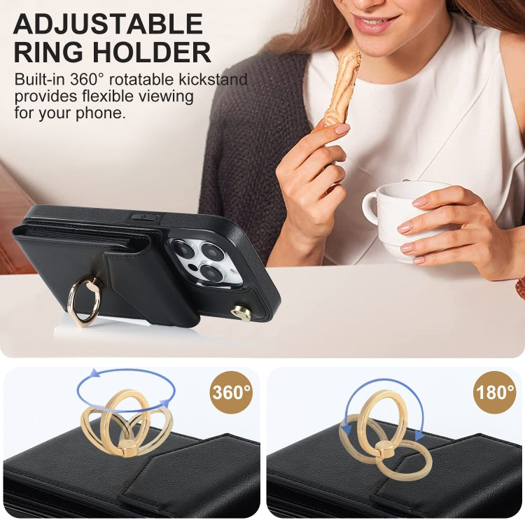 For iPhone 15 Plus Ring Holder RFID Card Slot Phone Case