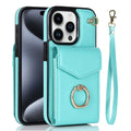 For iPhone 15 Pro Ring Holder RFID Card Slot Phone Case