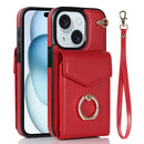 For iPhone 15 Ring Holder RFID Card Slot Phone Case