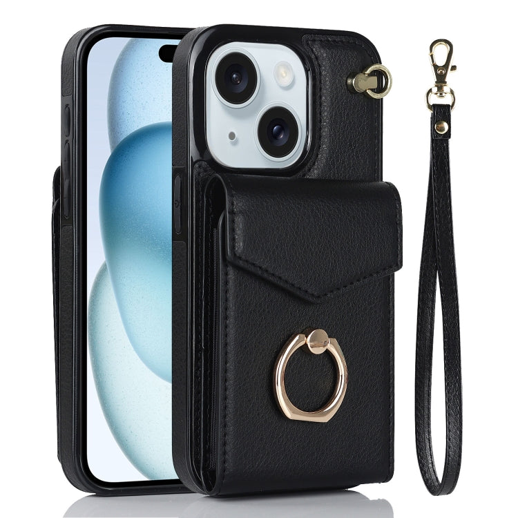 For iPhone 15 Plus Ring Holder RFID Card Slot Phone Case