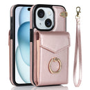 For iPhone 15 Ring Holder RFID Card Slot Phone Case