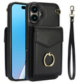 For iPhone 16 Ring Holder RFID Card Slot Phone Case