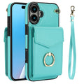 For iPhone 16 Ring Holder RFID Card Slot Phone Case