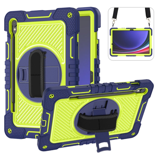 For Samsung Galaxy Tab A9 360 Degree Rotation PC Silicone Tablet Case with strap