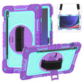 For Samsung Galaxy Tab S9 360 Degree Rotation PC Silicone Tablet Case with strap