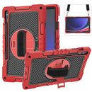 For Samsung Galaxy Tab S9 360 Degree Rotation PC Silicone Tablet Case with strap