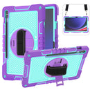 For Samsung Galaxy Tab S9 360 Degree Rotation PC Silicone Tablet Case with strap
