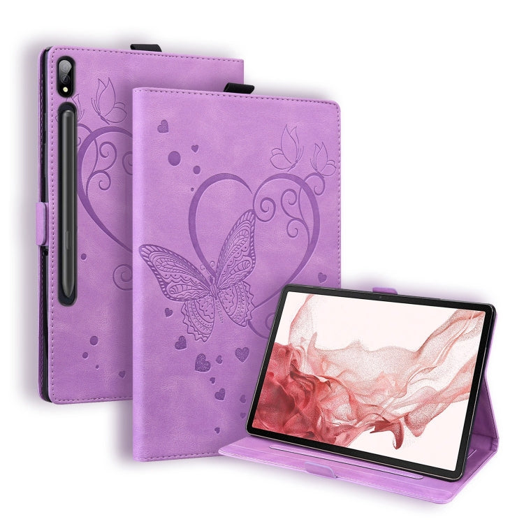 Love Butterfly Embossed Leather Tablet Case, For Samsung Galaxy Tab S9 FE+