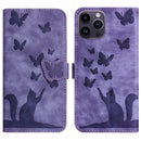 Butterfly Cat Embossing Flip Leather Phone Case, For iPhone 13 mini, For iPhone 12 / 12 Pro, For iPhone 12 Pro Max, For iPhone 12 mini