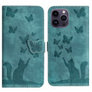 Butterfly Cat Embossing Flip Leather Phone Case, For iPhone 13 mini, For iPhone 12 / 12 Pro, For iPhone 12 Pro Max, For iPhone 12 mini