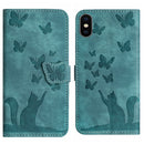 Butterfly Cat Embossing Flip Leather Phone Case, For iPhone 11 Pro Max, For iPhone 11, For iPhone 11 Pro, For iPhone X / XS