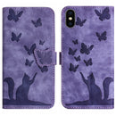 Butterfly Cat Embossing Flip Leather Phone Case, For iPhone XR, For iPhone XS Max, For iPhone 8 Plus / 7 Plus