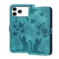 Butterfly Cat Embossing Flip Leather Phone Case, For iPhone 17 Pro Max, For iPhone 17 Pro, For iPhone 17, For iPhone Air