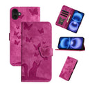 Butterfly Cat Embossing Flip Leather Phone Case, For iPhone 17 Pro Max, For iPhone 17 Pro, For iPhone 17, For iPhone Air