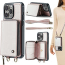 JEEHOOD C22 Series Zipper Wallet Leather Phone Case with Dual Lanyard, For iPhone 16 Pro, For iPhone 16 Plus, For iPhone 16, For iPhone 15 Pro Max