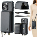 JEEHOOD C22 Series Zipper Wallet Leather Phone Case with Dual Lanyard, For iPhone 15 Pro, For iPhone 15 Plus, For iPhone 15