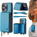 JEEHOOD C22 Series Zipper Wallet Leather Phone Case with Dual Lanyard, For iPhone 16 Pro, For iPhone 16 Plus, For iPhone 16, For iPhone 15 Pro Max