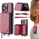 JEEHOOD C22 Series Zipper Wallet Leather Phone Case with Dual Lanyard, For iPhone 16 Pro, For iPhone 16 Plus, For iPhone 16, For iPhone 15 Pro Max