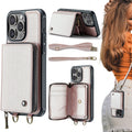 JEEHOOD C22 Series Zipper Wallet Leather Phone Case with Dual Lanyard, For iPhone 16 Pro, For iPhone 16 Plus, For iPhone 16, For iPhone 15 Pro Max