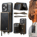 JEEHOOD C22 Series Zipper Wallet Leather Phone Case with Dual Lanyard, For iPhone 16 Pro, For iPhone 16 Plus, For iPhone 16, For iPhone 15 Pro Max