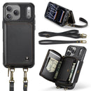 JEEHOOD C22 Series Zipper Wallet Leather Phone Case with Dual Lanyard, For iPhone 17 Pro Max, For iPhone 17 Pro, For iPhone Air, For iPhone 16 Pro Max