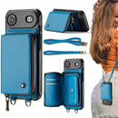 JEEHOOD C22 Series Zipper Wallet Leather Phone Case with Dual Lanyard, For iPhone 17 Pro Max, For iPhone 17 Pro, For iPhone Air, For iPhone 16 Pro Max