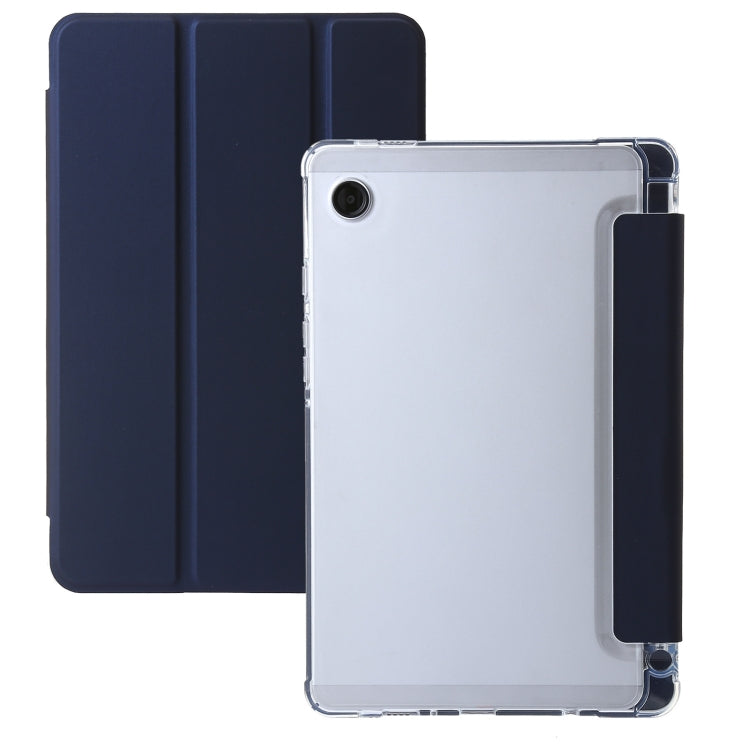 For Samsung Galaxy Tab A9+ 3-Fold Clear Acrylic Leather Tablet Case