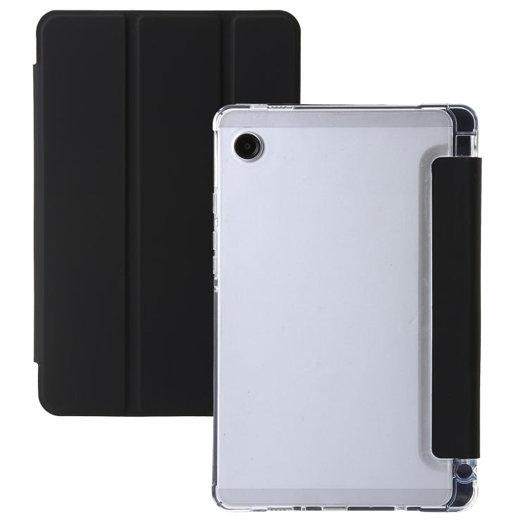 For Samsung Galaxy Tab A9+ 3-Fold Clear Acrylic Leather Tablet Case