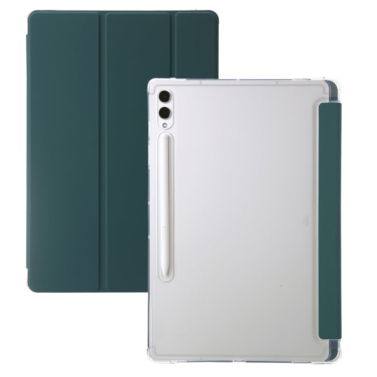 For Samsung Galaxy Tab A9+ 3-Fold Clear Acrylic Leather Tablet Case