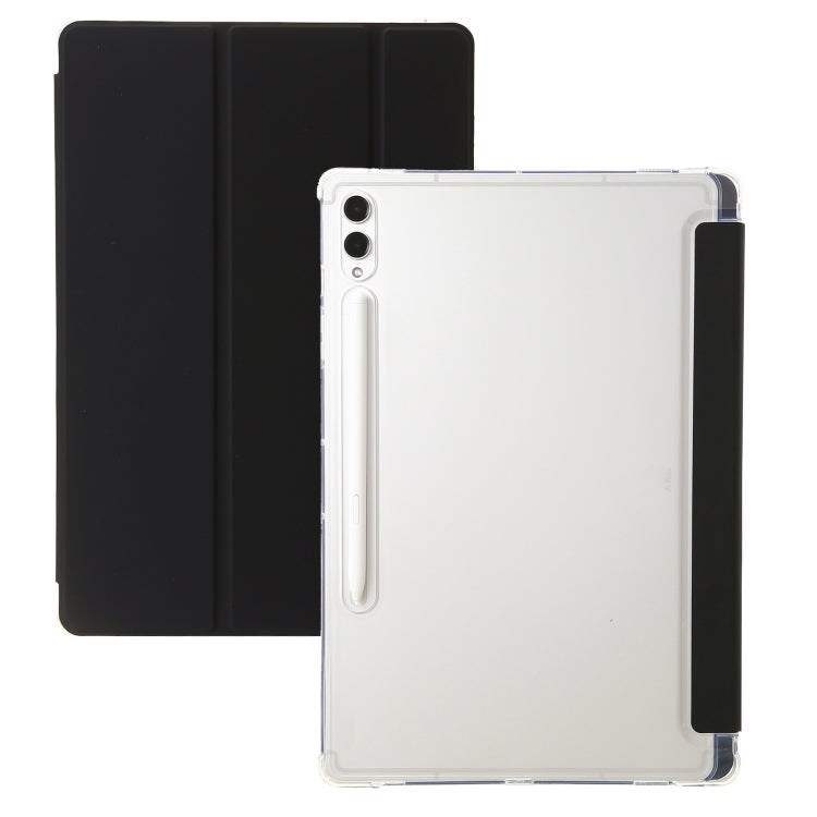 For Samsung Galaxy Tab A9+ 3-Fold Clear Acrylic Leather Tablet Case