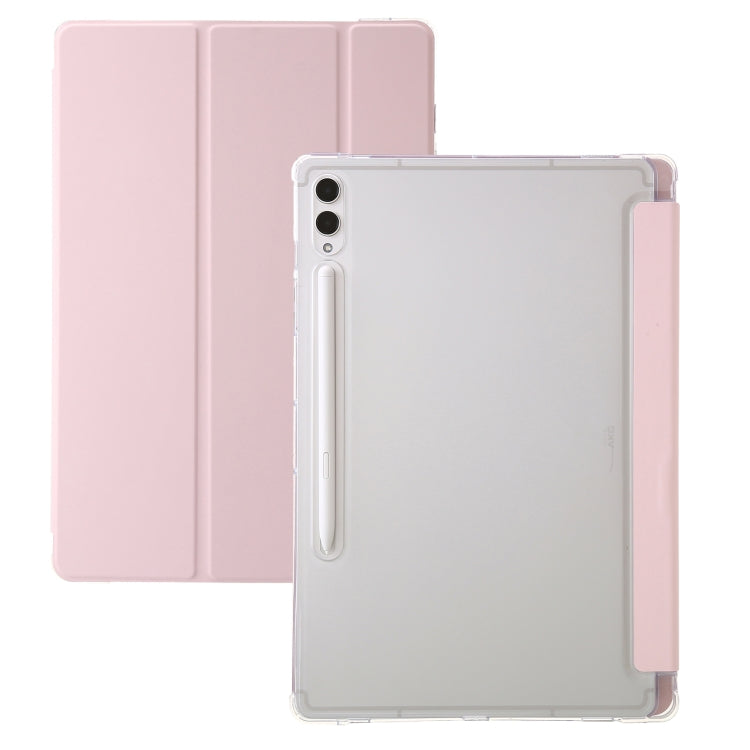 For Samsung Galaxy Tab A9+ 3-Fold Clear Acrylic Leather Tablet Case