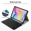 Square Cap Bluetooth Keyboard Leather Case with Pen Slot For Samsung Galaxy Tab S9 FE+