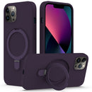 For iPhone 12 Pro Liquid Silicone MagSafe Magnetic Phone Case with Ring Holder