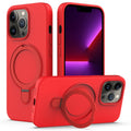 For iPhone 13 Pro Liquid Silicone MagSafe Magnetic Phone Case with Ring Holder