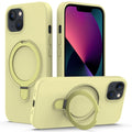 For iPhone 15 Liquid Silicone MagSafe Magnetic Phone Case with Ring Holder