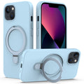 For iPhone 15 Liquid Silicone MagSafe Magnetic Phone Case with Ring Holder