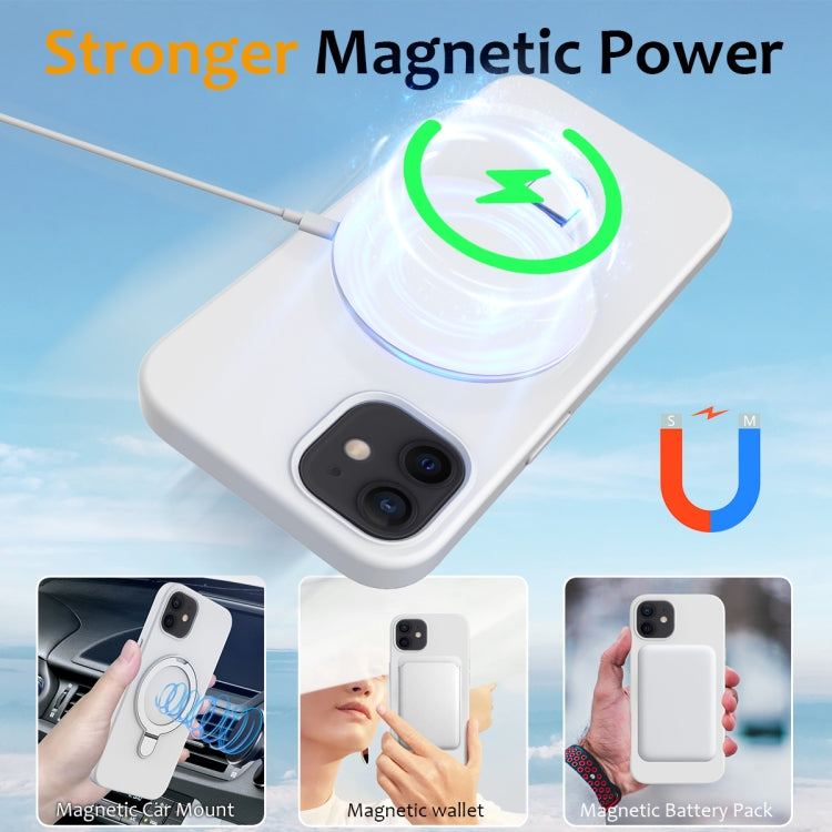 For iPhone 11 Liquid Silicone MagSafe Magnetic Phone Case with Ring Holder