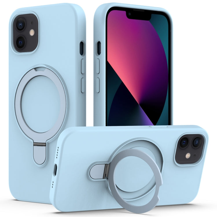 For iPhone 11 Liquid Silicone MagSafe Magnetic Phone Case with Ring Holder