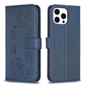 Four-leaf Embossed Leather Phone Case, For iPhone 15 Pro Max, For iPhone 15 Pro, For iPhone 15 Plus, For iPhone 15