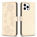 Four-leaf Embossed Leather Phone Case, For iPhone 15 Pro Max, For iPhone 15 Pro, For iPhone 15 Plus, For iPhone 15