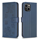 Four-leaf Embossed Leather Phone Case, For iPhone 15 Pro Max, For iPhone 15 Pro, For iPhone 15 Plus, For iPhone 15